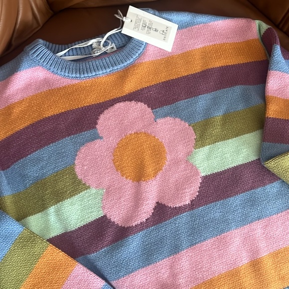 GHANDA JESSIE MULTI COLOR STRIPED CROPPED KNIT SWEATER NWT - Picture 4 of 14